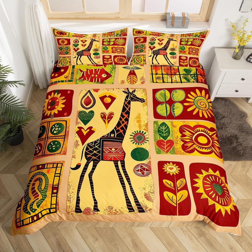 Afrikanske kvinner Dynetrekk Africa Tribal National Sengesett Vintage Floral Pledd Patchwork Dynetrekk Brunt Dynetrekk
