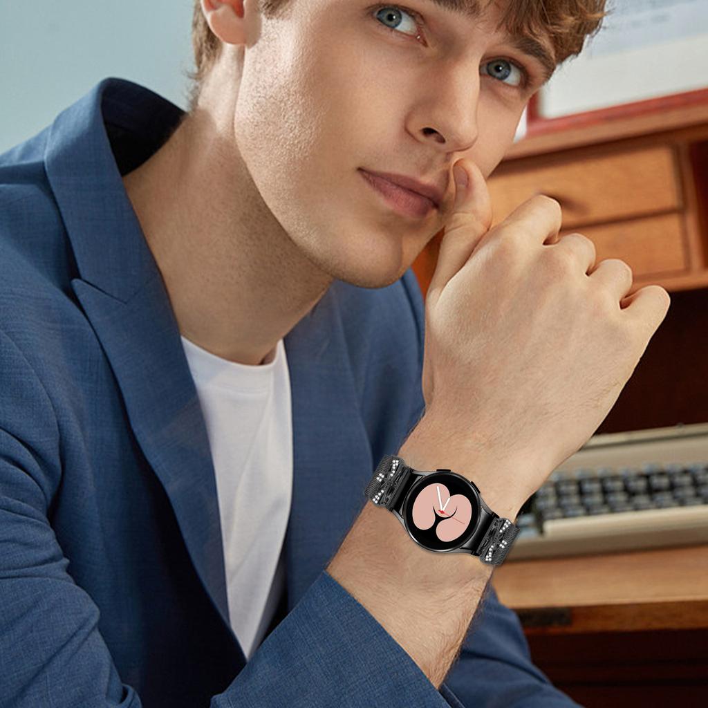 Colored Metal Strap with Connector for Samsung Galaxy Watch7 44mm/40mm Milanese Watch Band Butterfly Decor