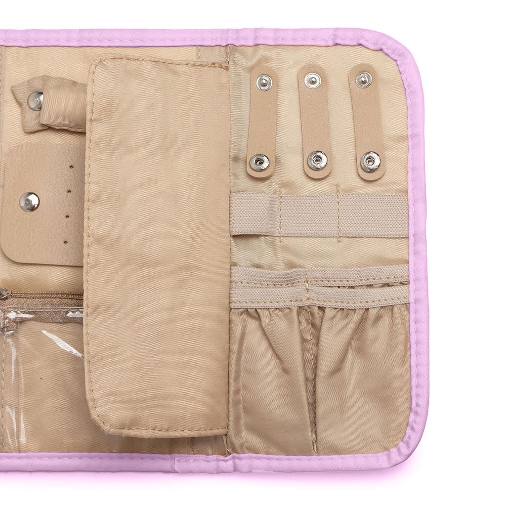 Portable Polyester Jewelry Storage Roll Perfect for Travel Compartments Compact Accessory Organizers Earrings Necklaces
