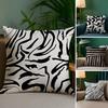 Black And White Striped Geometric Rectangle Pillow Case Comfort Sofa Bed Silky Elegant Invisible Zipper Custom Decorative C