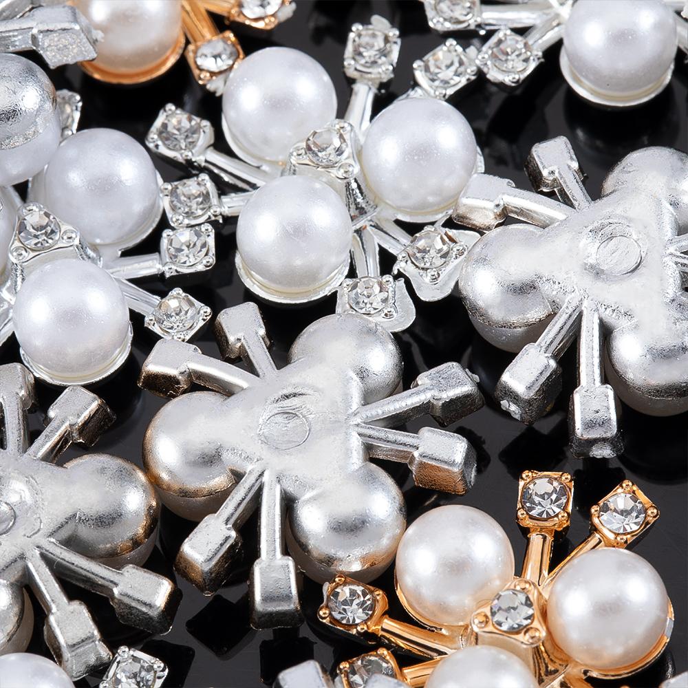 20pcs Imitation Pearl Flower Rhinestone Hair Clip Hairband Headdress Clothing Buckle Jewelry Making Accessories DIY Wholesale