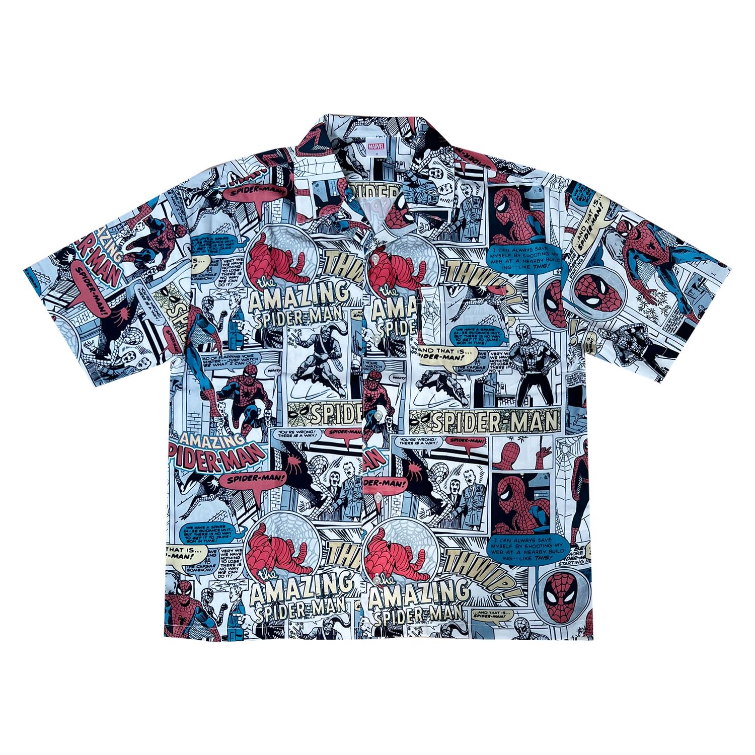 

Small Planet Marvel Open-Collar Shirt, Spider-Man Comics Print, One Size Fits All