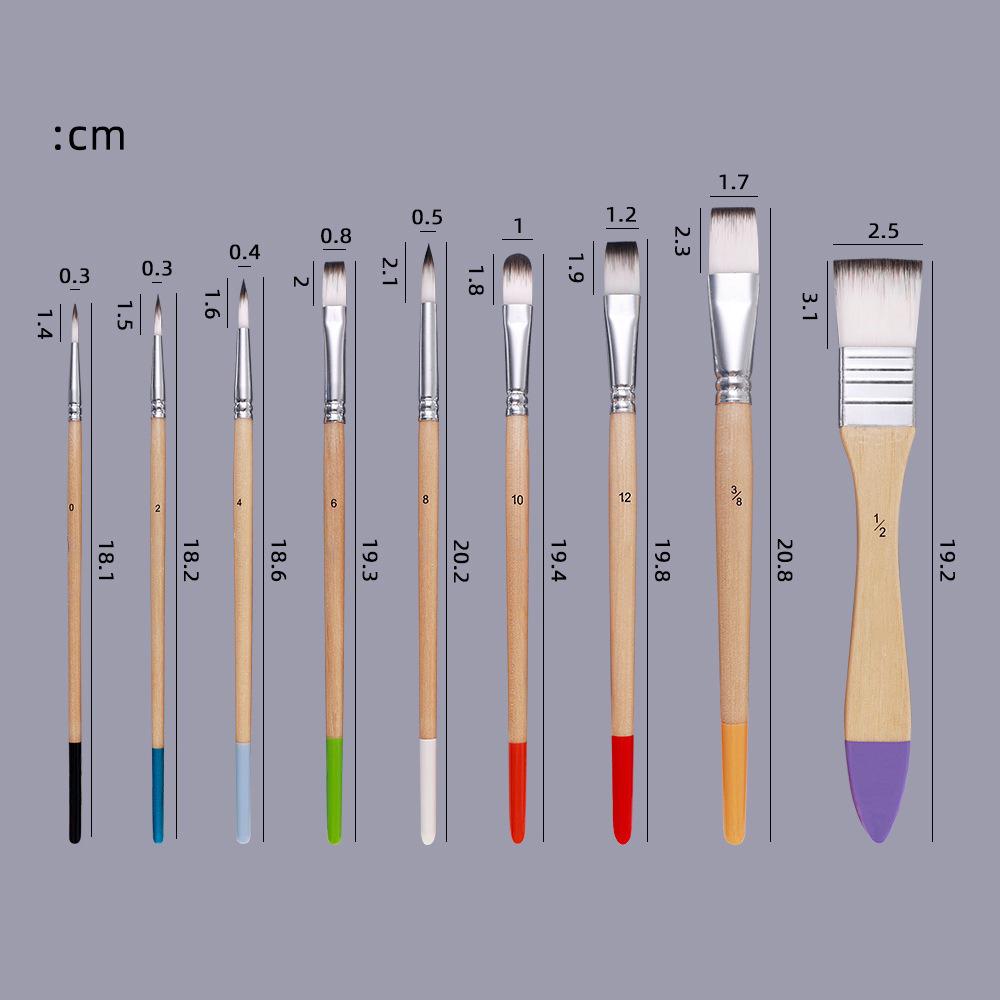 Nylon Hair 9 Pcs Brush Mixed Art Supplies Beginner Watercolor Painting Wall Paint Pigment Board Brush Acrylic Paint Set Artist