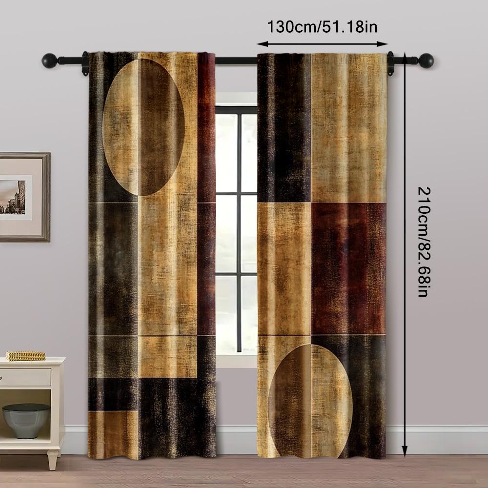 2pcs   Popular Curtains 2D print Contemporary Abstract Black and White Versatile Polyester Fabric (without rod) Stuff Clearance