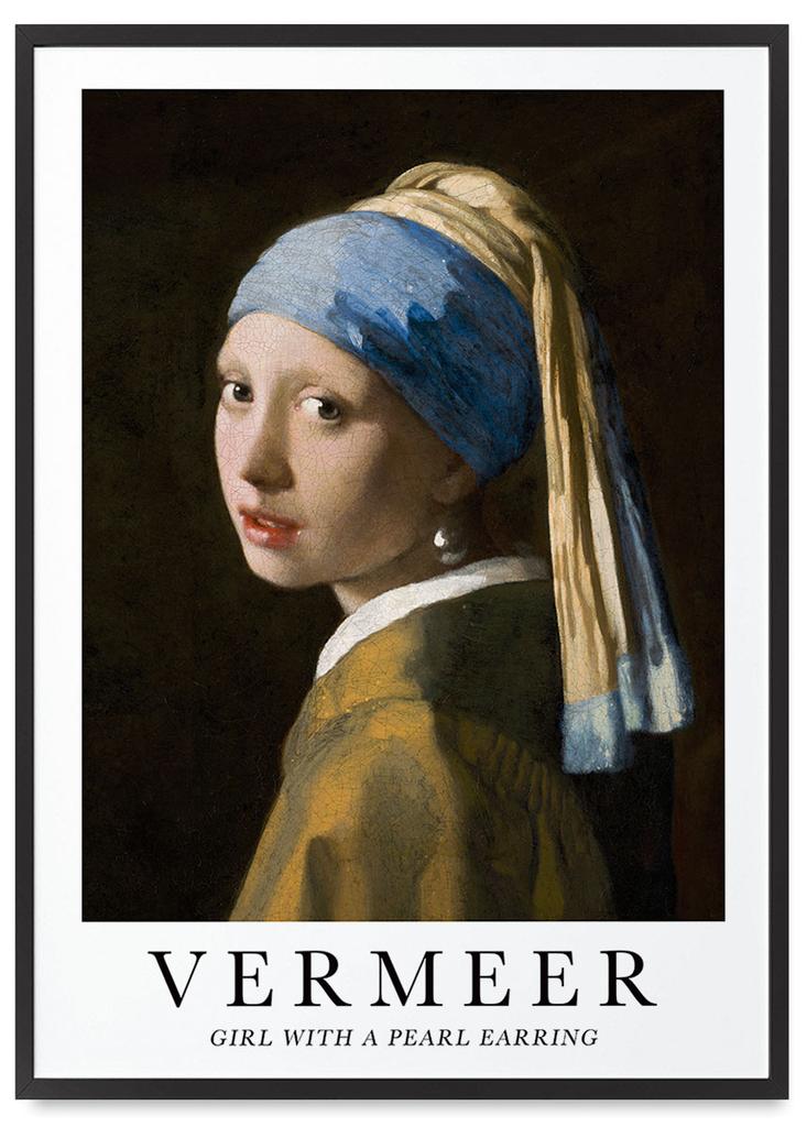 Poster In Frame Vermeer Girl with a Pearl