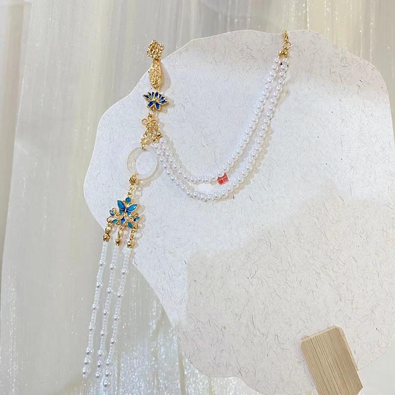 Imitationsperle Damen Hanfu Ornament Schmuck Langer Hängender Quaste Cheongsam Accessoires Legierung Cheongsam Gepresstes Revers