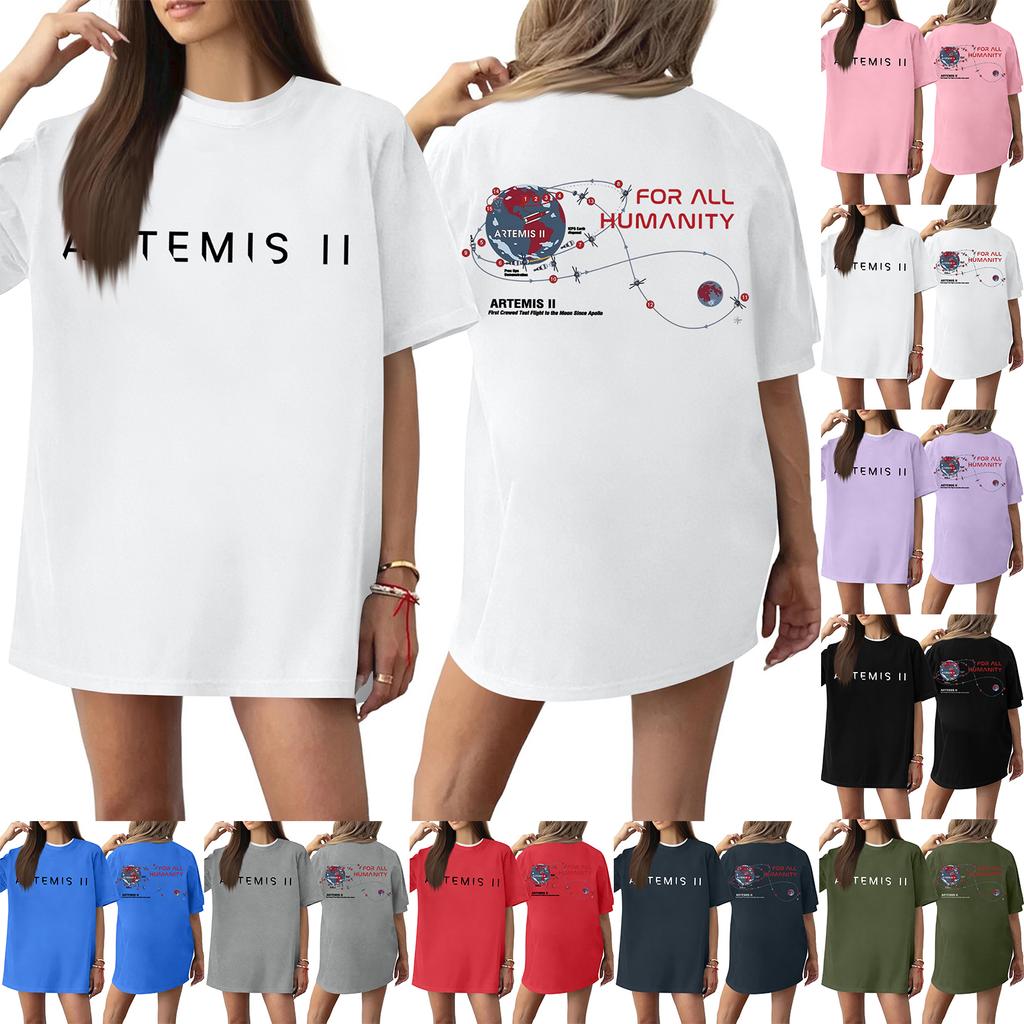 Women's Casual Printed T-Shirt Round Neck Pullover Short Sleeve Top