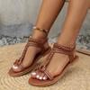 Large size summer new sandals bohemian rhinestone comfortable round head seaside vacation