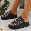 Fashion Women's Shoes 2025 New Slippers Summer Sandals Women's Leather Casual Breathable Women's Flat Slippers Zapatillas De Mujer 41