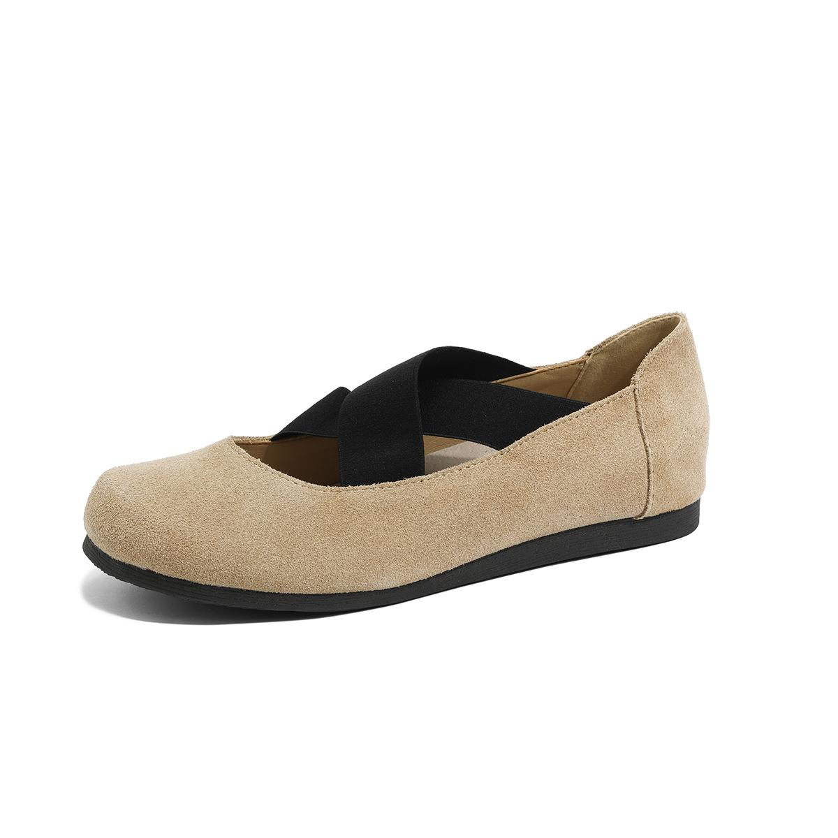 

Ballet style leather single shoes women s inner height increase 2025 autumn high-end shallow mouth women s shoes retro round head Mary Jane shoes 40