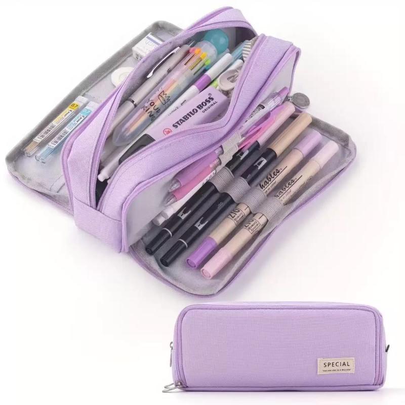 Canvas Pencil Case Large Capacity Multiple Colors Perfect For Students School Office Daily Use