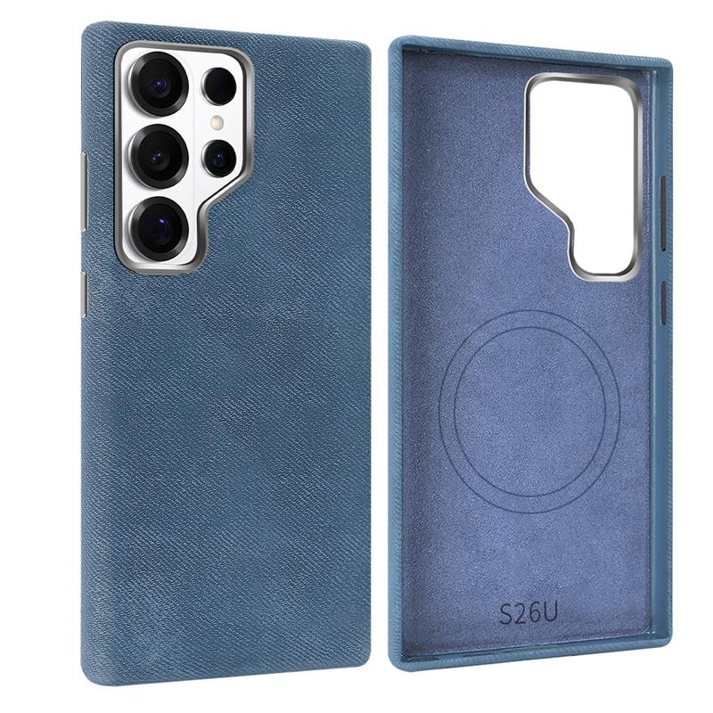 Luxury Microfiber Magnetic Wireless Charging Phone Case For Samsung Galaxy S24 S25 S26 Ultra For Magsafe Metal Camera Lens Cover