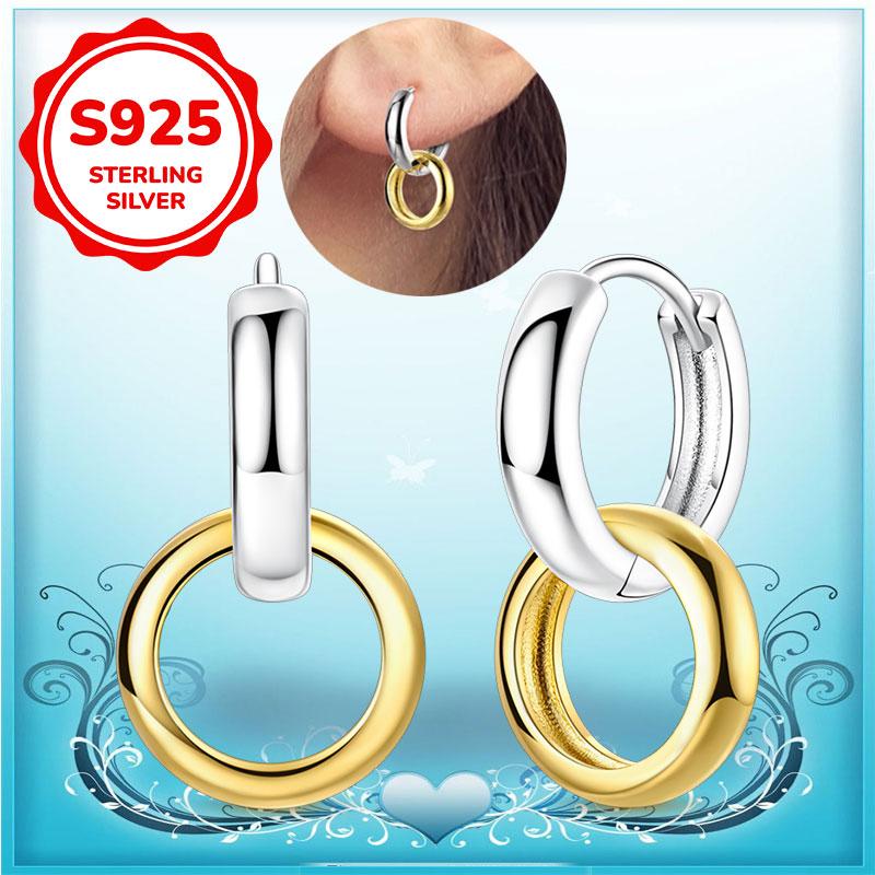 New Earrings 100% Genuine 925 Silver Women Hoop Earring Women's Wedding Engagement Girlfriend Wife Birthday Gift