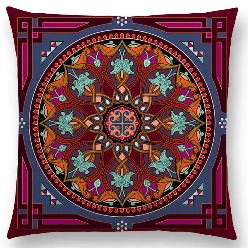 Newest African Animal Symbol Block Pillow Case Boho Geometric Floral Pattern Paisley Mandela Flowers Cushion Cover