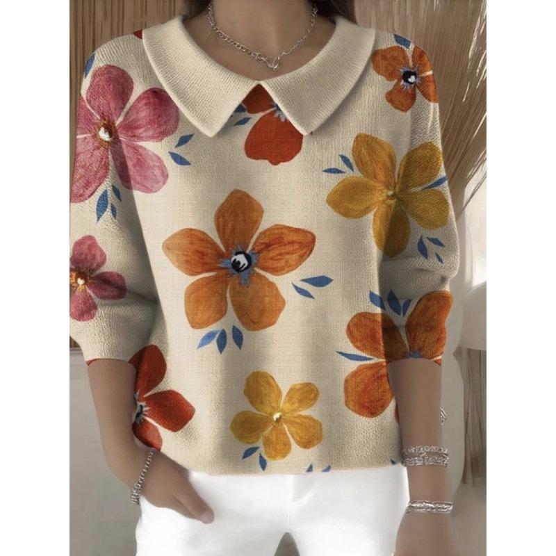 2025 Autumn/Winter Women's Solid Color V-neck Lapel Long Sleeve Loose Casual Top for Cross-border Fashion