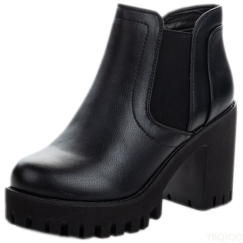 Autumn Winter New Coarse Heel Thick Bottom Fashionable Versatile Short Boots Casual Comfortable Women's High Heels