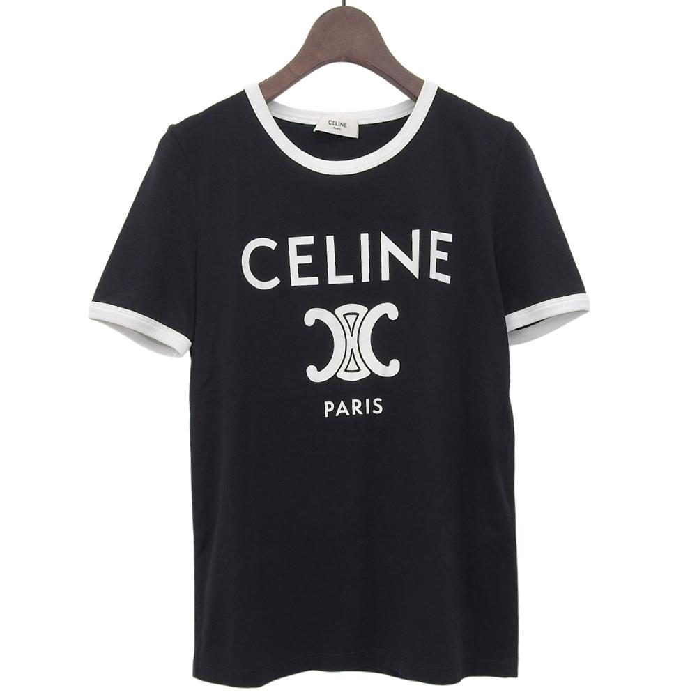 Celine Excellent Condition CELINE PARIS Cotton Ringer T-shirt, Women's, Black and White, Size XS, 2X872671Q.38W Tops XS Black WhiteUsed