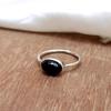 Natural Oval Cab Black Onyx 925 Sterling Silver Dainty Stacking Ring Jewelry