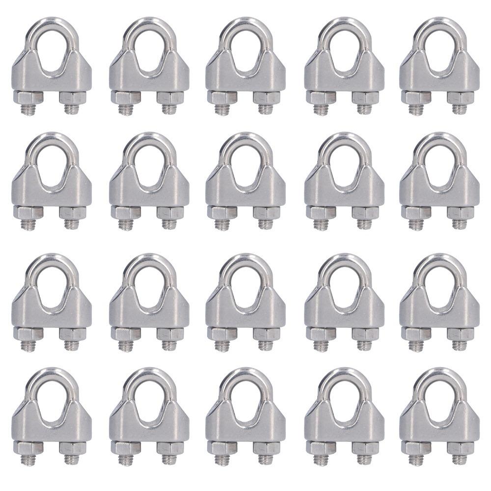 20Pcs M2 2mm Cable Clamp Fastener 304 Stainless Steel U Bolt Saddle Clamp  Hardware Rigging