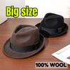Herbst und Winter Neu Britisch Vintage Wollfilzhut Große Größe Vielseitiger Gentleman Jazzhut Herren Damen Warm Aufgerollte Krempe Filz Zylinderhut