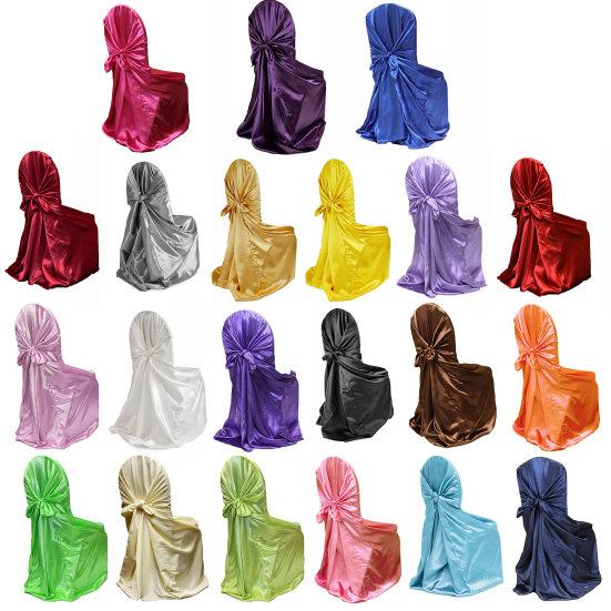Chair Cover Dust-proof Removable Satin Skirted Back Self-tie Chair Cover Protector Event Party Supplies