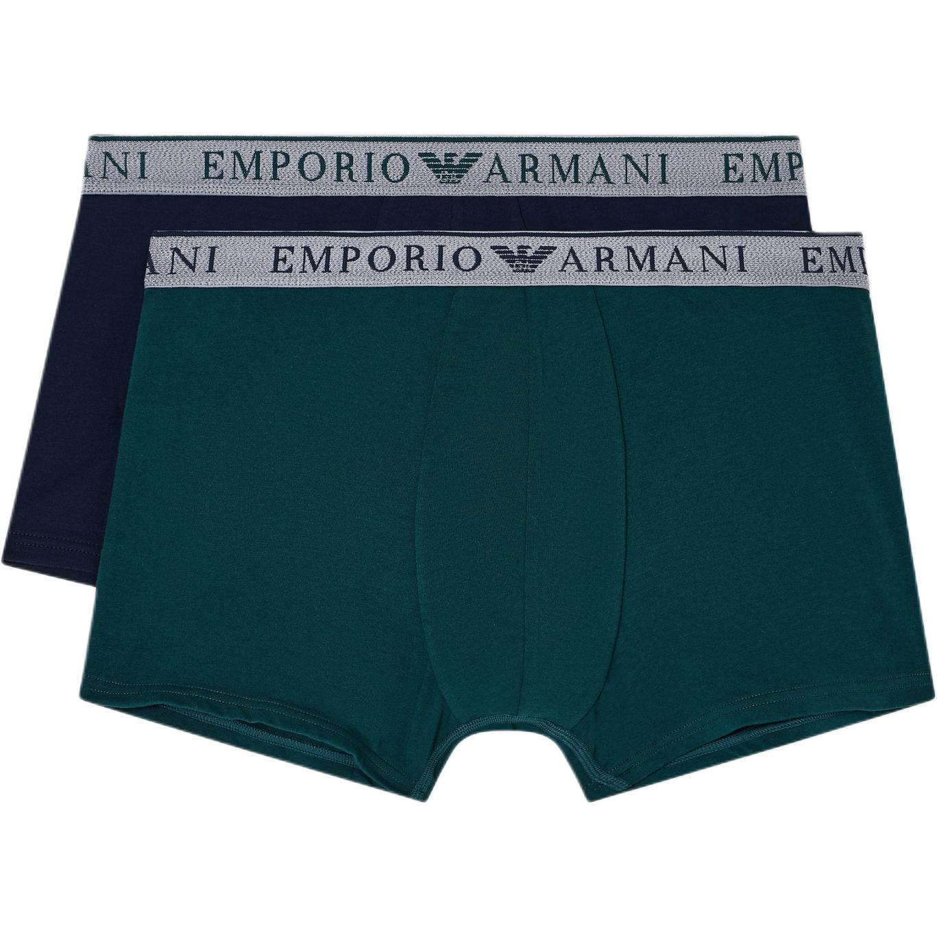 Emporio Armani Solid Color Letter Mid-Rise Boxer Briefs 2-Pack Men underwear EM000252-AF10776-MB108 M