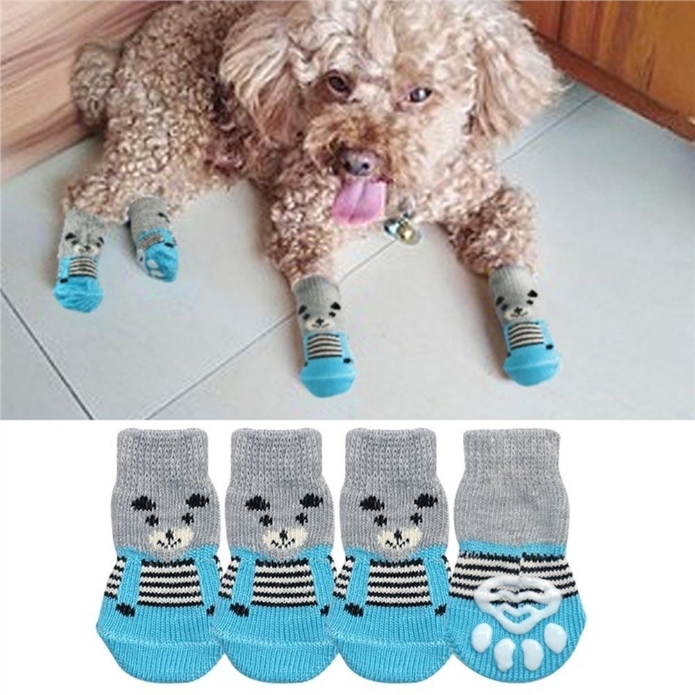 Pet Socks Dog Paw Covers - High-Quality Non-Slip Soles Cotton Socks for Small Dogs & Teddy Dogs (Pet Supplies) 4PCS/Set