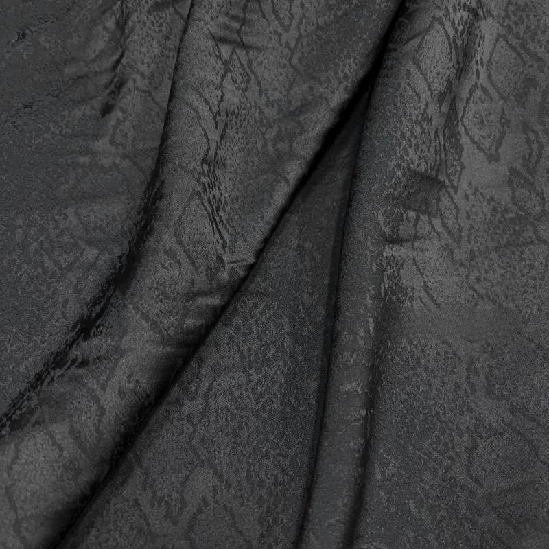 100x145cm Jacquard Drape Anti-wrinkle Fabric Pure Black Python Pattern Faux Silk Satin Fabric DIY Cheongsam Halter Dress