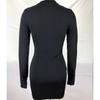 Mini Robe Décontractée pour Femmes Robe Sexy Coupe Slim Col en V Moulante Manches Longues