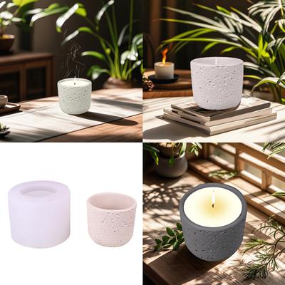 Concrete Candle Cup Silicone Molds for Cement Candle Cup Tealight Holder Silicone Flowerpots Molds for Home Decoration