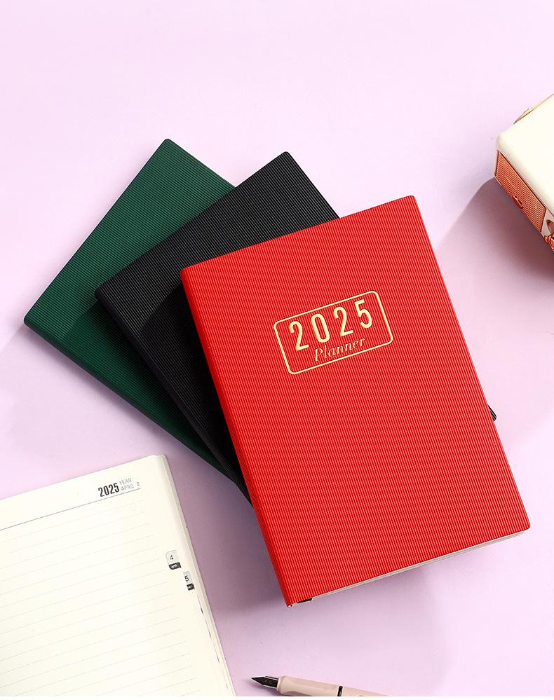 2025 A5 Thickened English Daily Planner Agenda Calendar Book