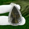 Sterling Silver Pear Black Sunstone Stone Birthday Engagement Wedding Pendant