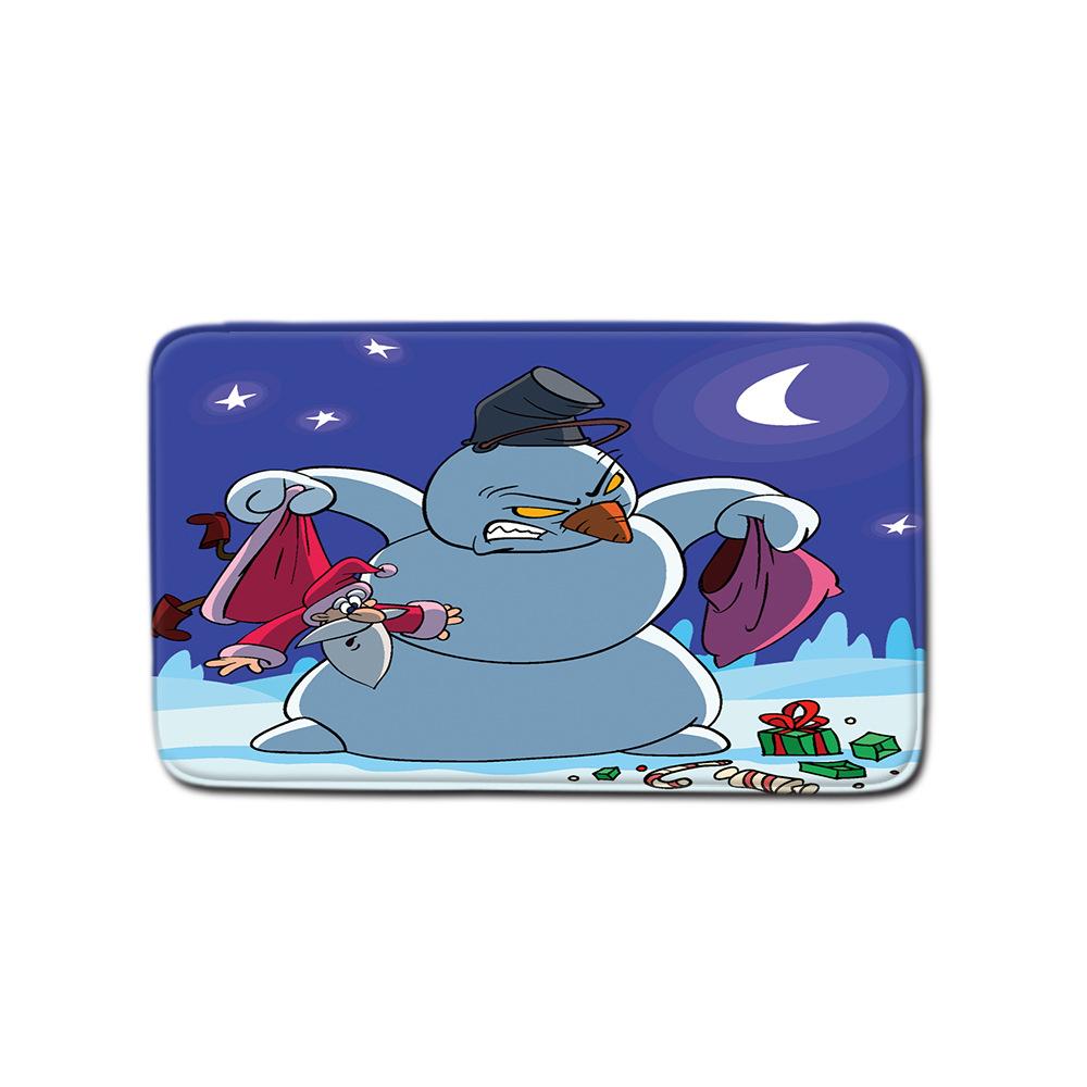 Christmas Shower Curtain Floor Mat Combination Four-Piece Set Bathroom Toilet Carpet Shower Room Mat Foot Mat