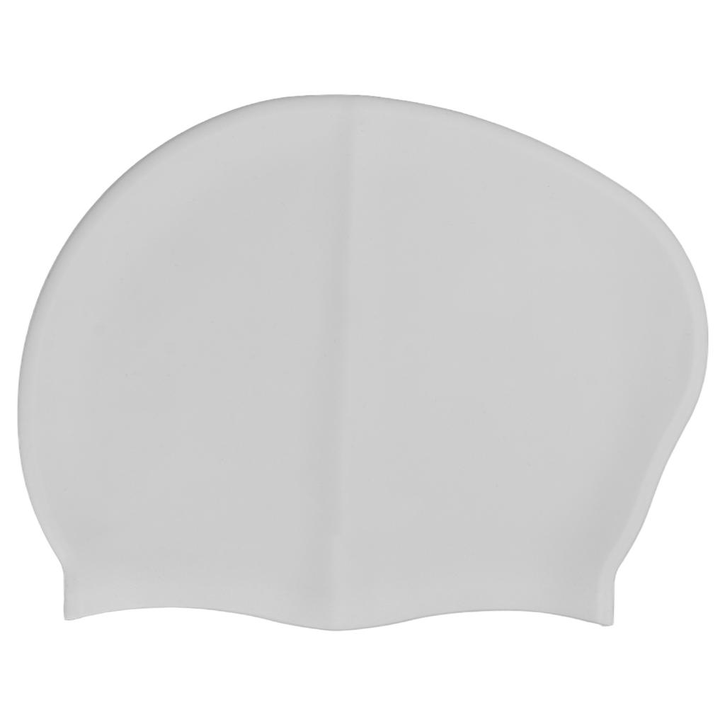Swim Bathing Cap Silicone Waterproof Swimming Head Cover Professional with Ear Protection for Adult Long HairWhite