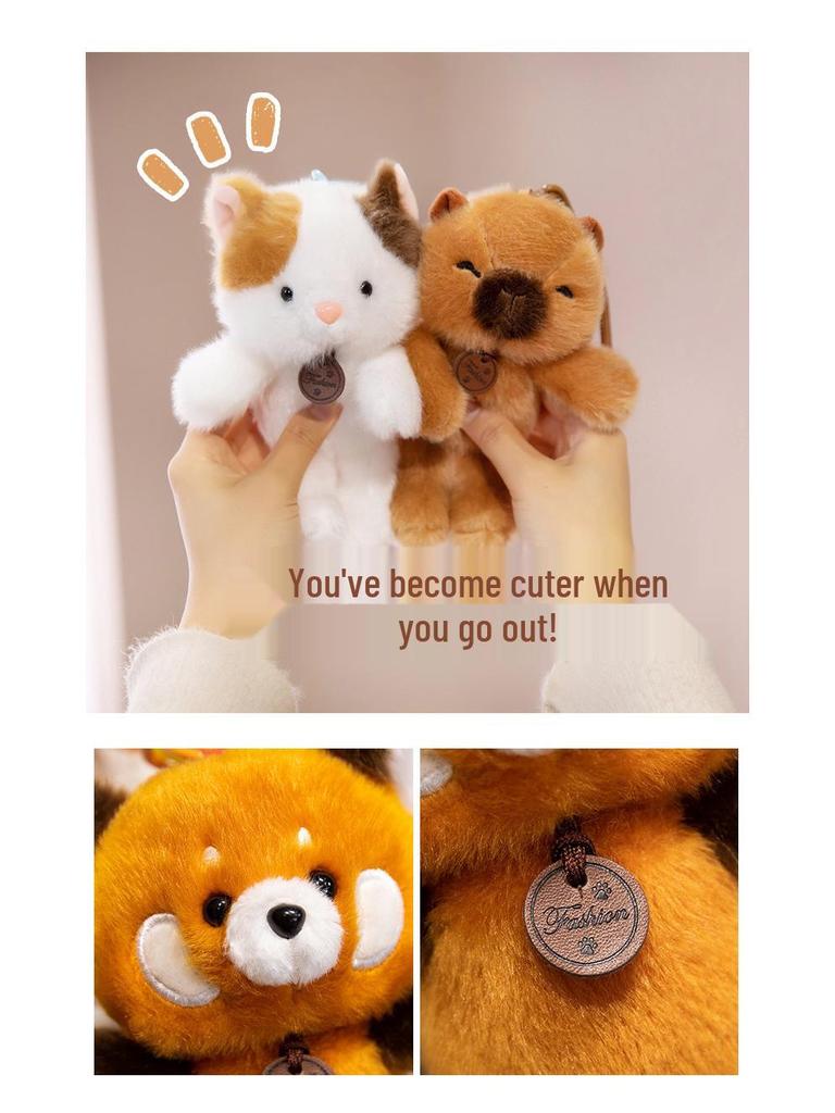 Multicolor Animal Plush Toy Charm: Panda, Sloth, Kitten, Duck, Pig, Raccoon - Small Pendant Bag Accessory