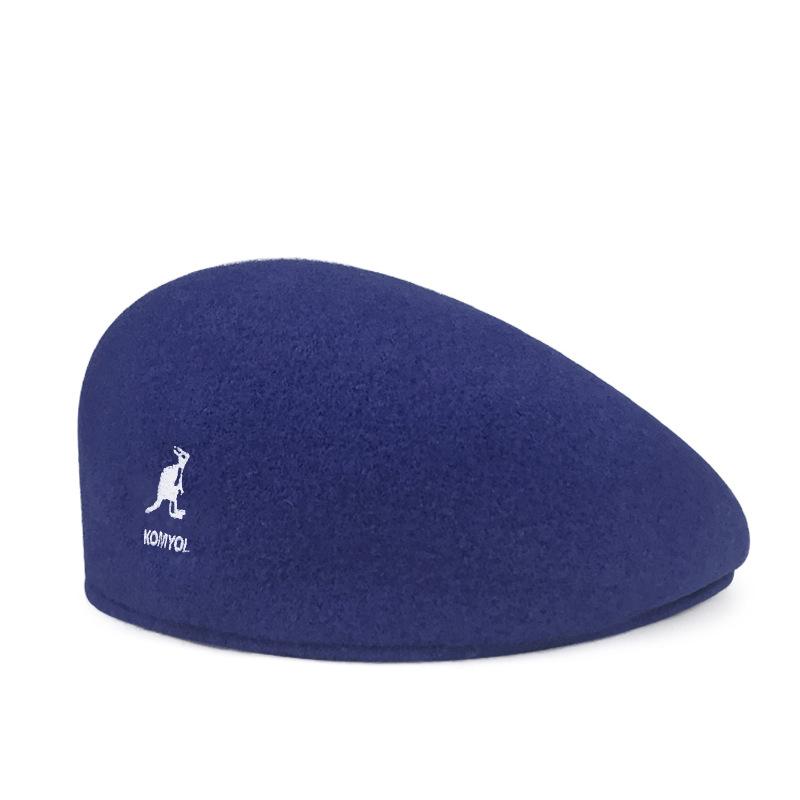 Kangaroo Wool Beret Women's Retro Fashion Forward Hat Autumn and Winter Reverse Painter Hat British Mesh Bud Hat