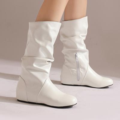 New European and American Autumn and Winter Medium Tube Women's Boots Inner Water Table Casual Stacking Boots Martin Boots Large Size Boots