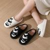 Fashion Halloween Cartoon Bat Cotton Slippers Women Black White Short Plush Warm Slides Woman Winter Indoor Light Cotton Slippers Mujer