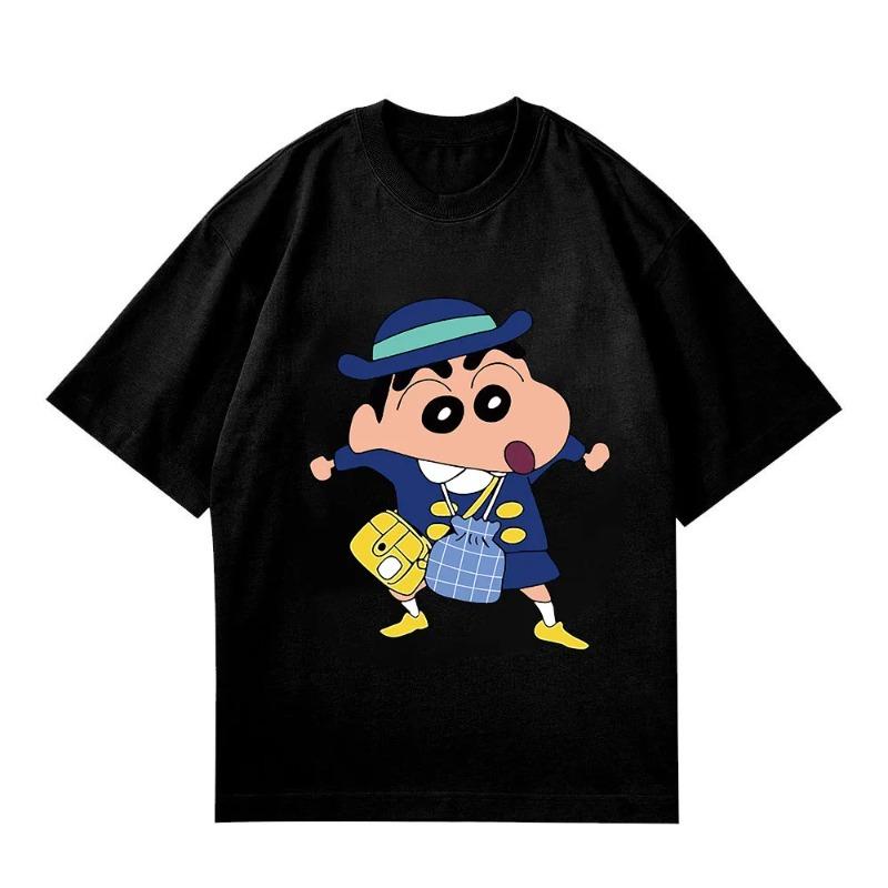 Summer Crayon Shin Chan Printed Cartoon Women's Top Casual Fashion Round Neck Harajuku Printed T-shirt Cotton Short Sleeve