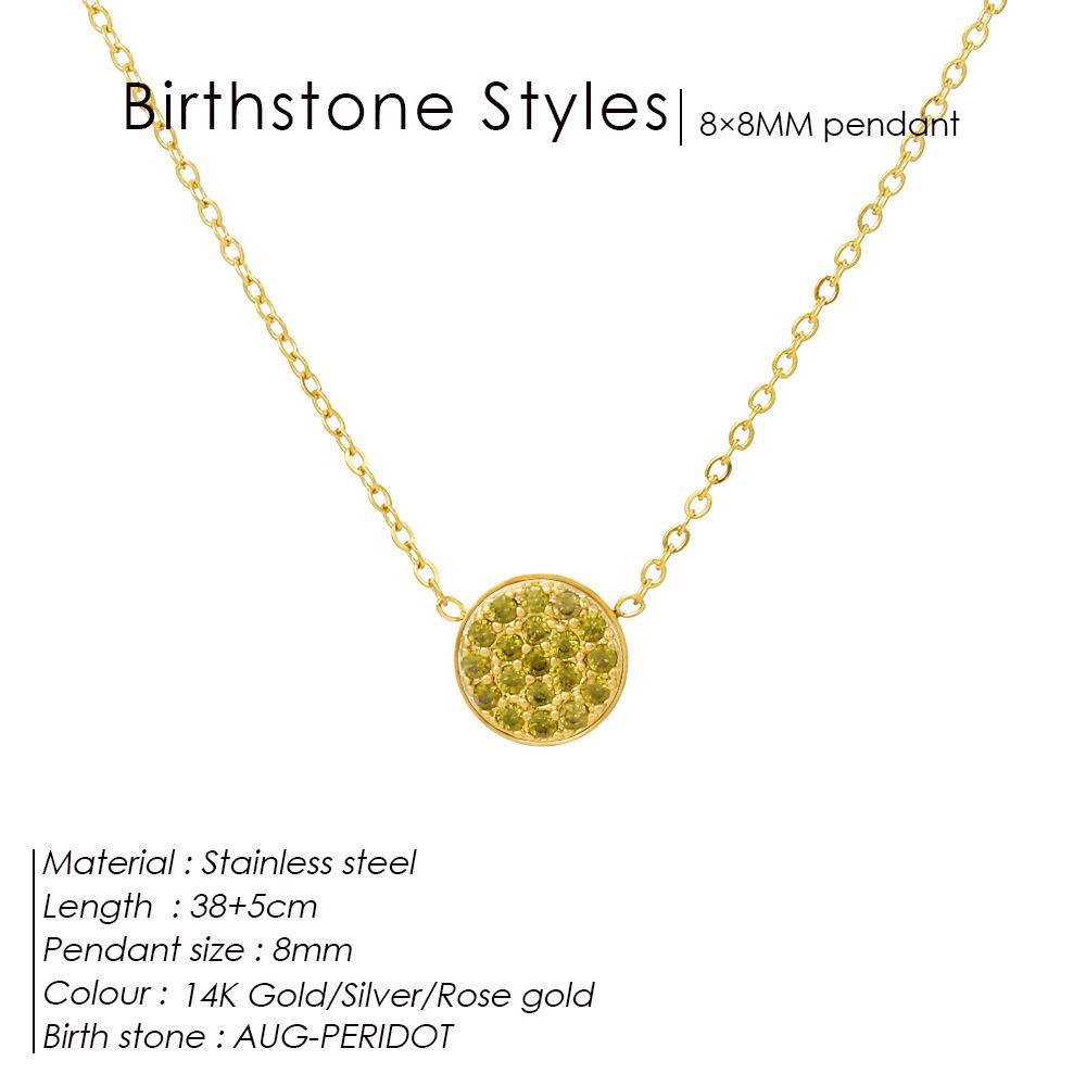 Vielseitige Edelstahlkette mit vollem Diamantanhänger und Dezember-Geburtsstein