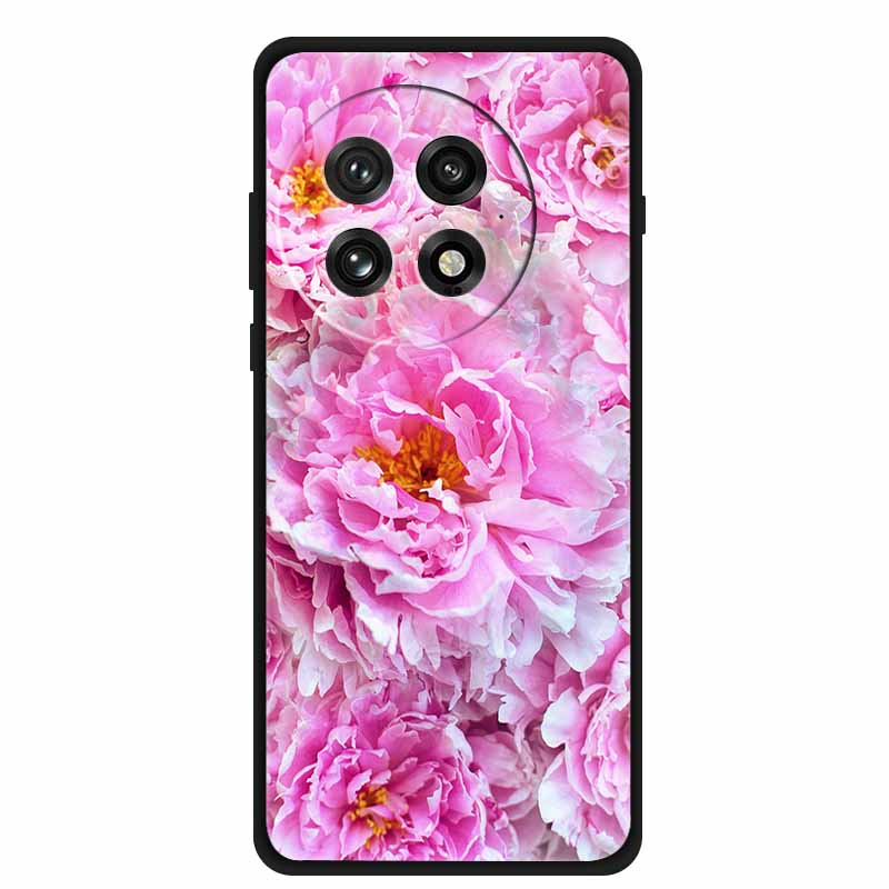 Funda For OnePlus13 5G Case OnePlus 13R Black Silicone Soft Flower Fashion TPU Back Cover For OnePlus13 13R Case Protective Capa