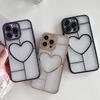 Luxury Electroplate Love Heart Phone Case For iPhone 11 Case Iphone 13 12 14 15 Pro Max 14 15 Plus Shockproof Bumper Clear Cover