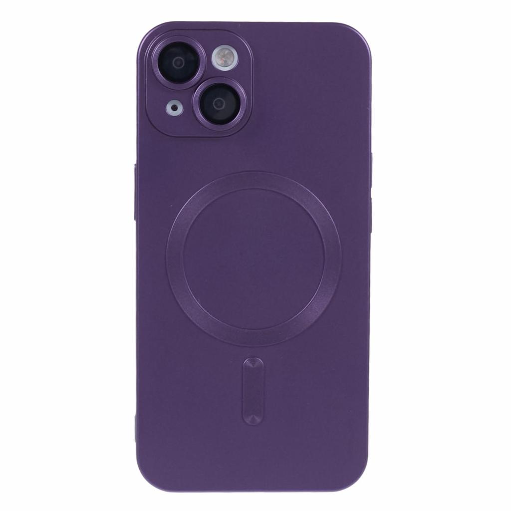 For iPhone 15 TPU Slim Case Rubberized Phone Cover with Lens Film Compatible with MagSafe