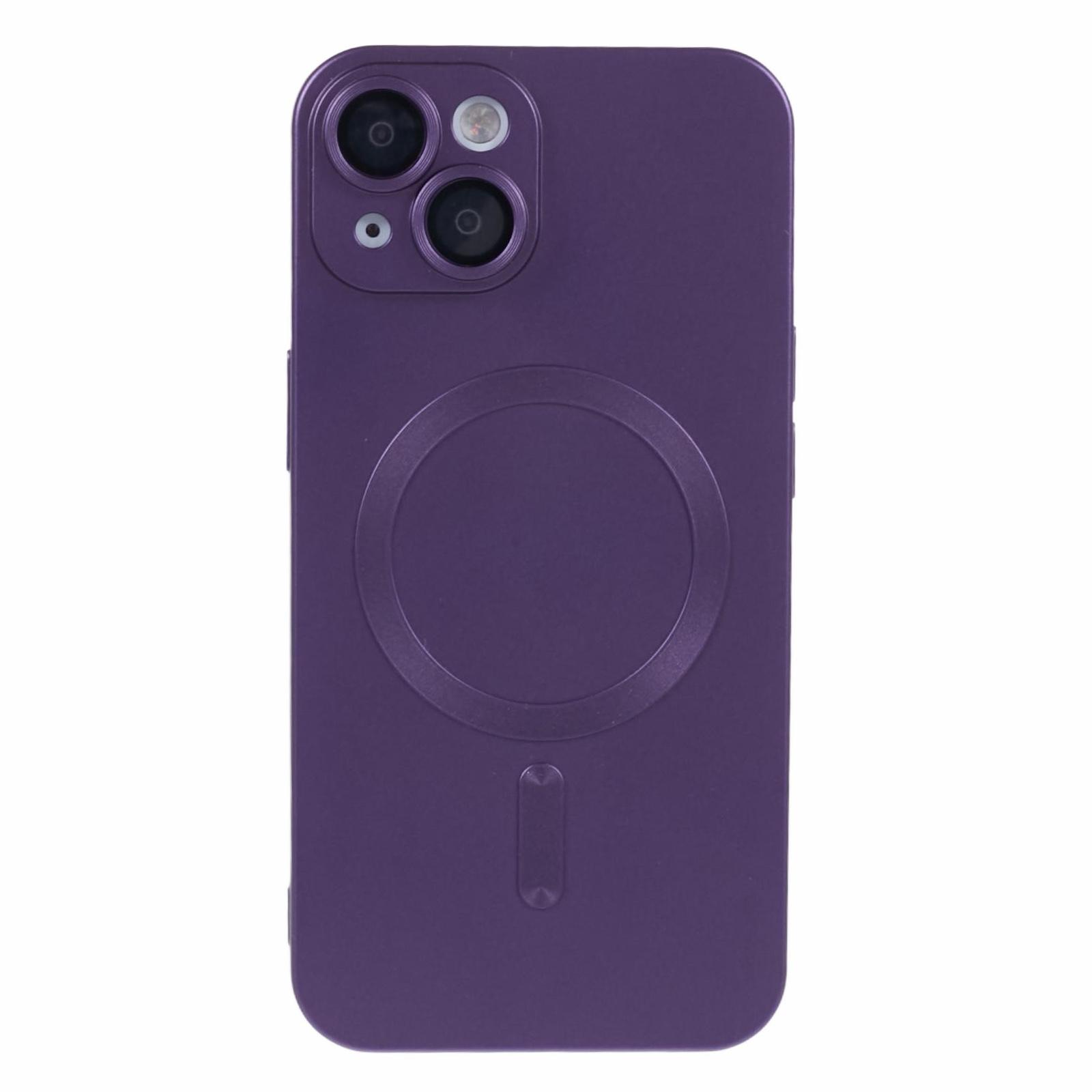 

For iPhone 15 TPU Slim Case Rubberized Phone Cover with Lens Film Compatible with MagSafe Dark Purple