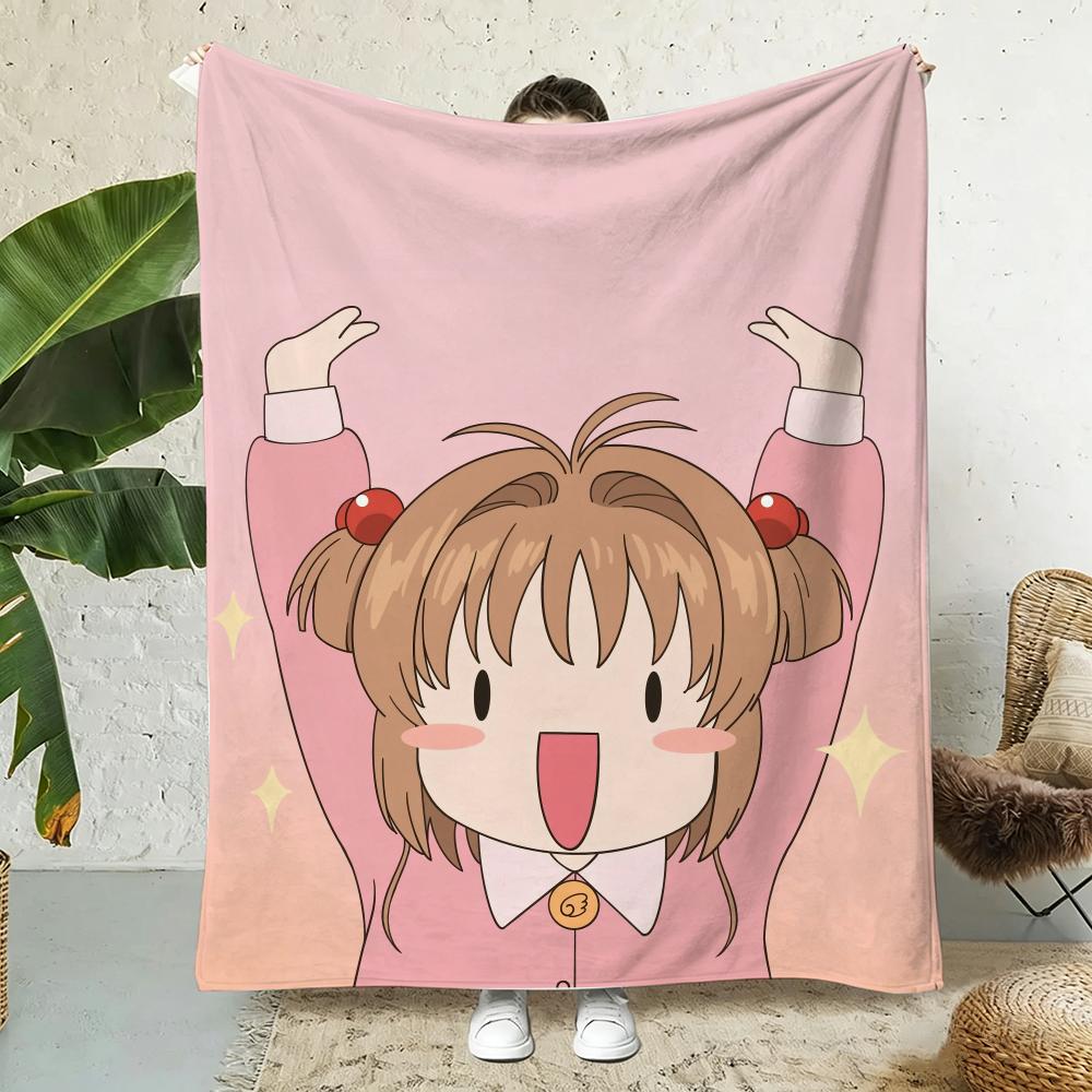 C-Cardcaptor S-Sakura Throw Soft Flannel Throw Blanket, Lightweight Breathable Summer Nap Blanket For Home Travel Cozy Decor