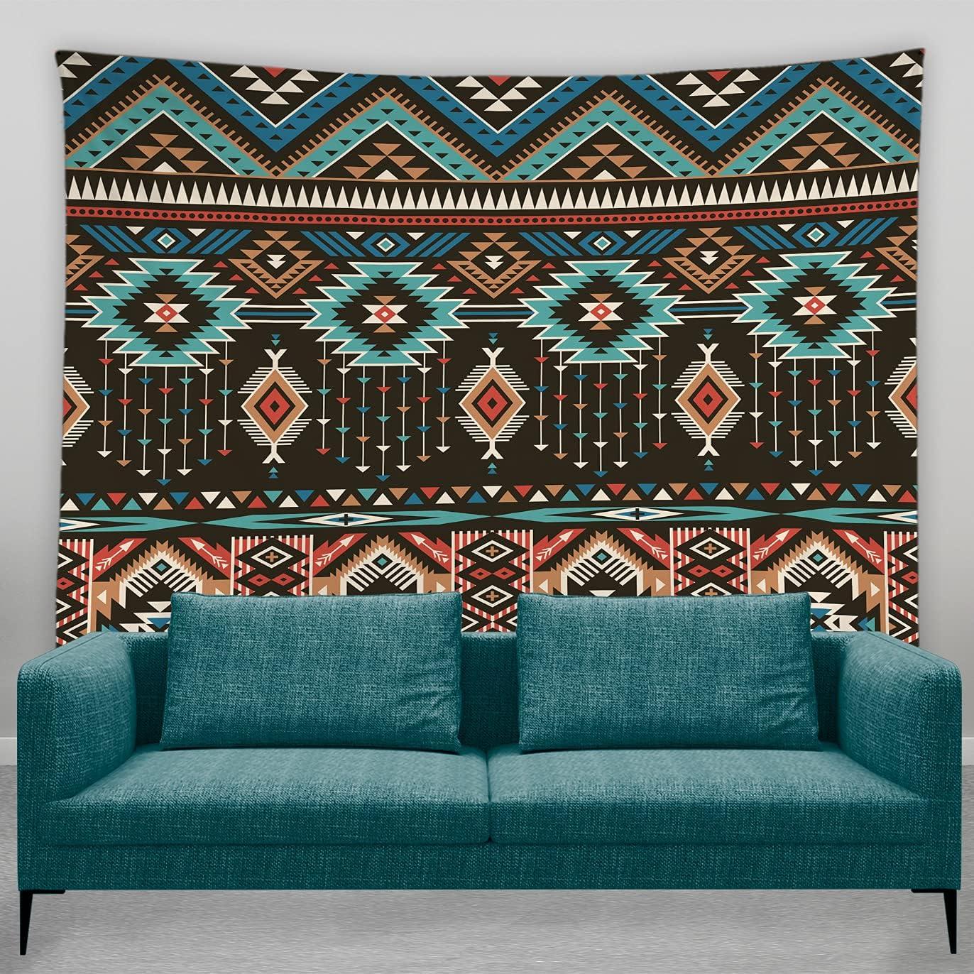 Aztec tapestry amfd retro southwest indian style 75x100