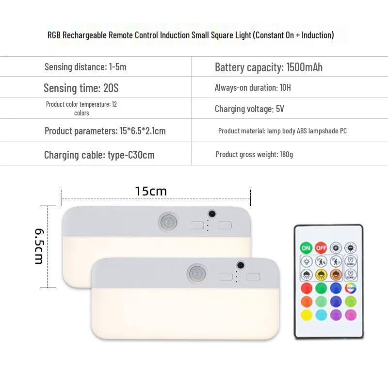 Smart RGB Sensor Night Light with Magnetic Charging - Ideal for Bedrooms, Staircases, Cabinets, and More