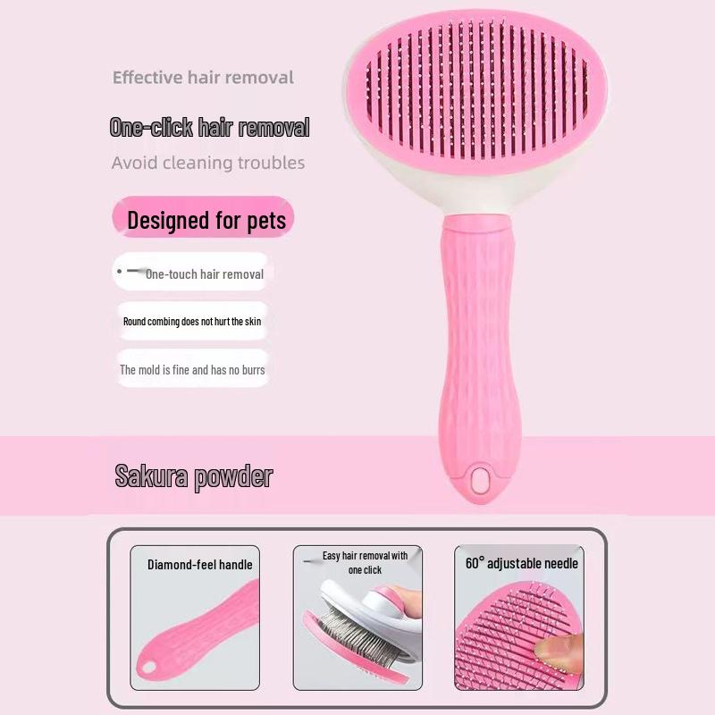 Pet Grooming Comb: Depilatory Brush for Cats & Dogs - Removes Loose Hair & Massages Teddy Bichon & Long-Haired Breeds