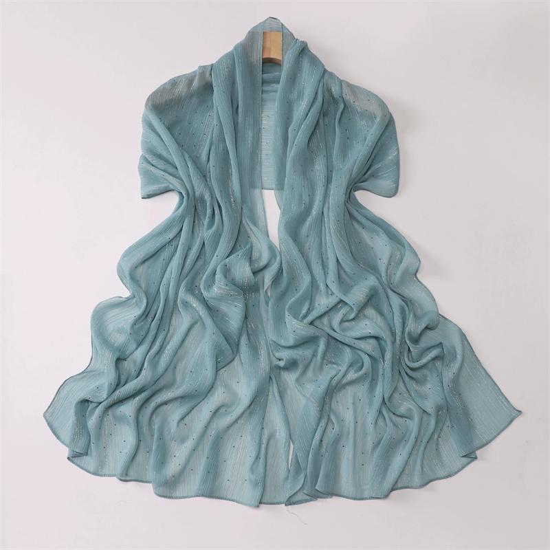 

Однотонный Мятый Стразы Блестящий Точечный Мерцающий Шали Шарф Высокое Качество Накидка Пляжная Пашмина Стола Буфандас Мусульманский Хиджаб 180*70См