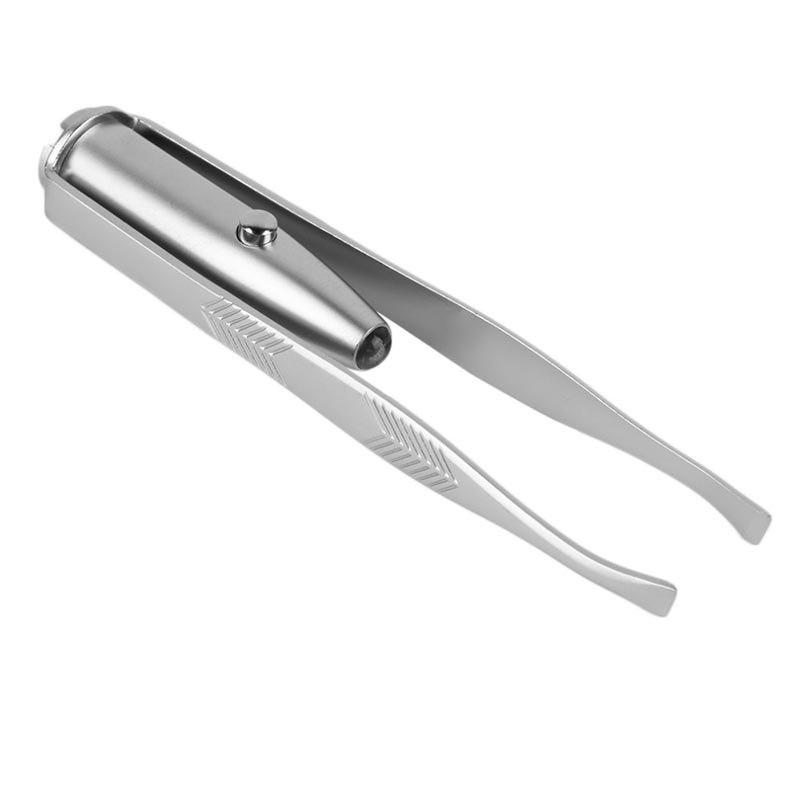 1pc LED Tweezer+3 Batteries Eyelash Eyebrow Eyes Hair Remover Tools Stainless Steel Eyebrow Tweezers